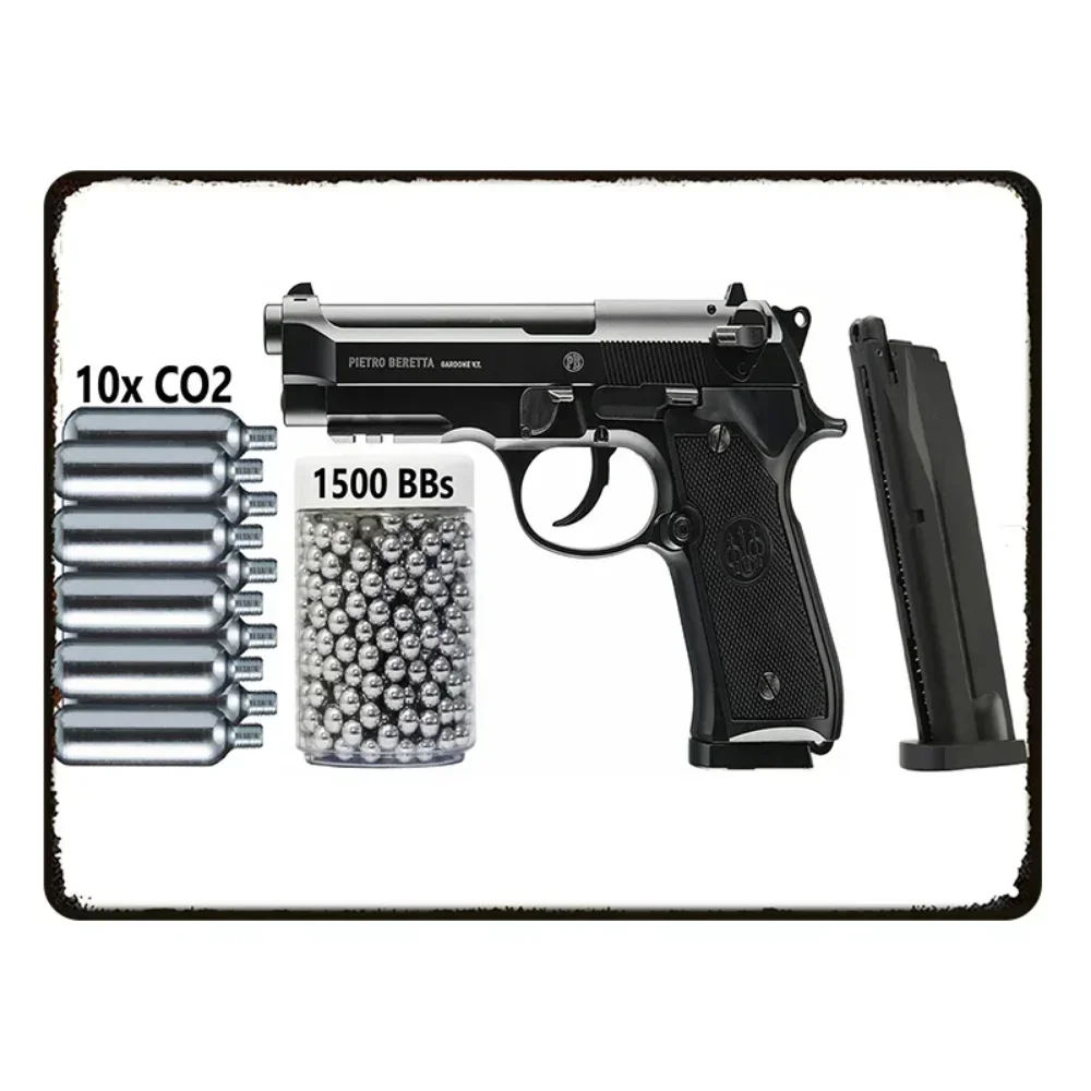 Placa de Metal Vintage HD com Estampa de Pistola, Decoração Retrô de Parede para Casa, Bar, Clube, Caverna do Homem