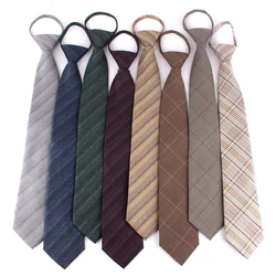 NEW 8cm Wide Zipper Tie For Men Women Cotton Striped Necktie Business Plaid Neck Tie Suit For Wedding Party Men Gift