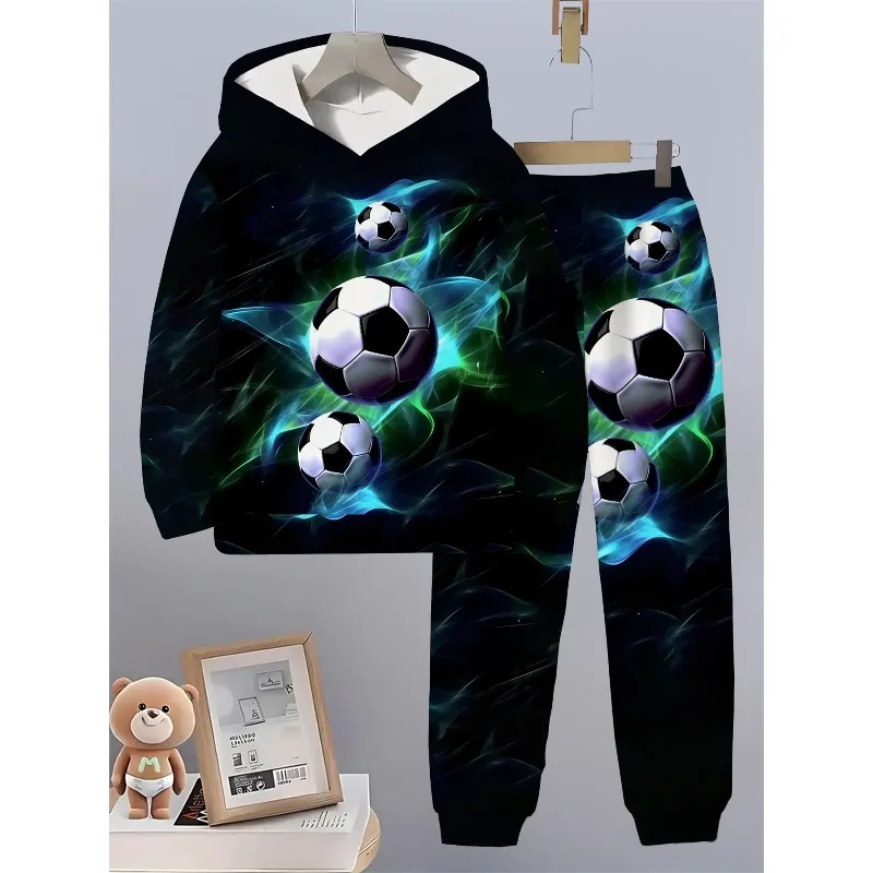 Комплект толстовок с 3D-принтом футбольного узора для осенне-зимних мужских модных предметов, ослепительный Комплект толстовок с 3D-принтом футбольного узора для осенне-зимних мужских модных предметов, ослепительный