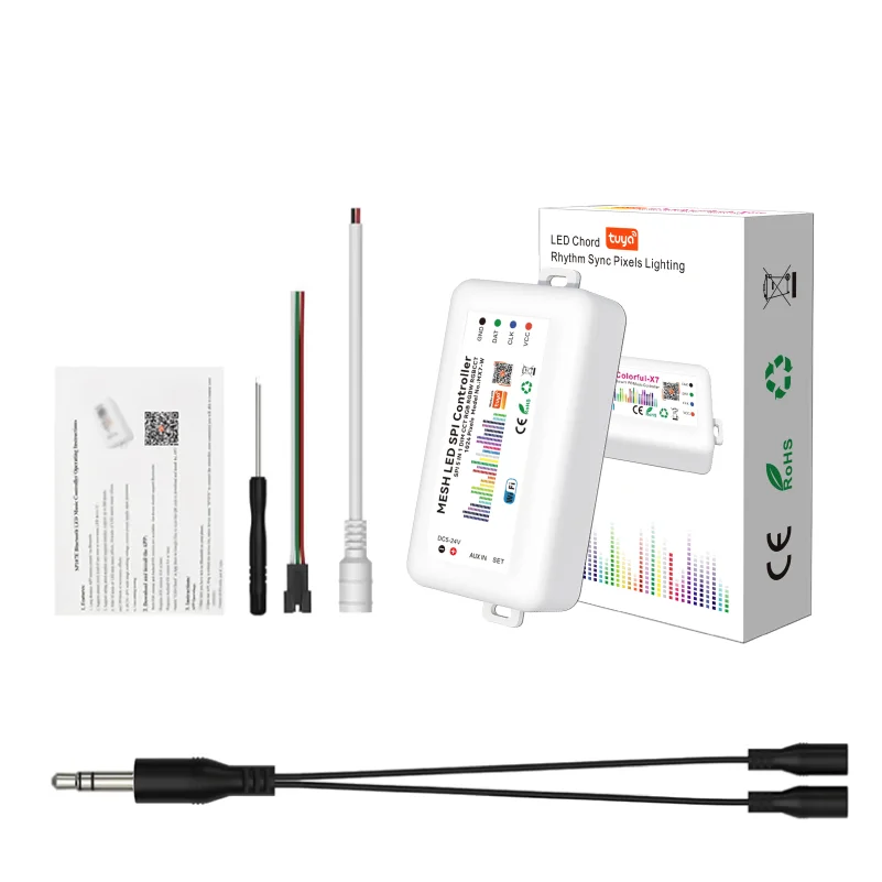 SP107E DC5-24V LED Music Controller With Wireless Bluetooth-compatible SPI Full Color Music Control By Phone APP For WS2812B