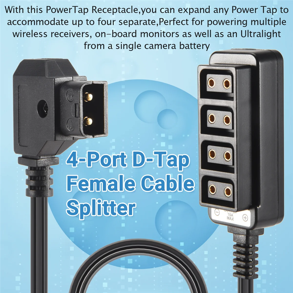 Durable Male D-Tap B Type Power Dtap Tap To 4 Female P-Tap Electric Splitter