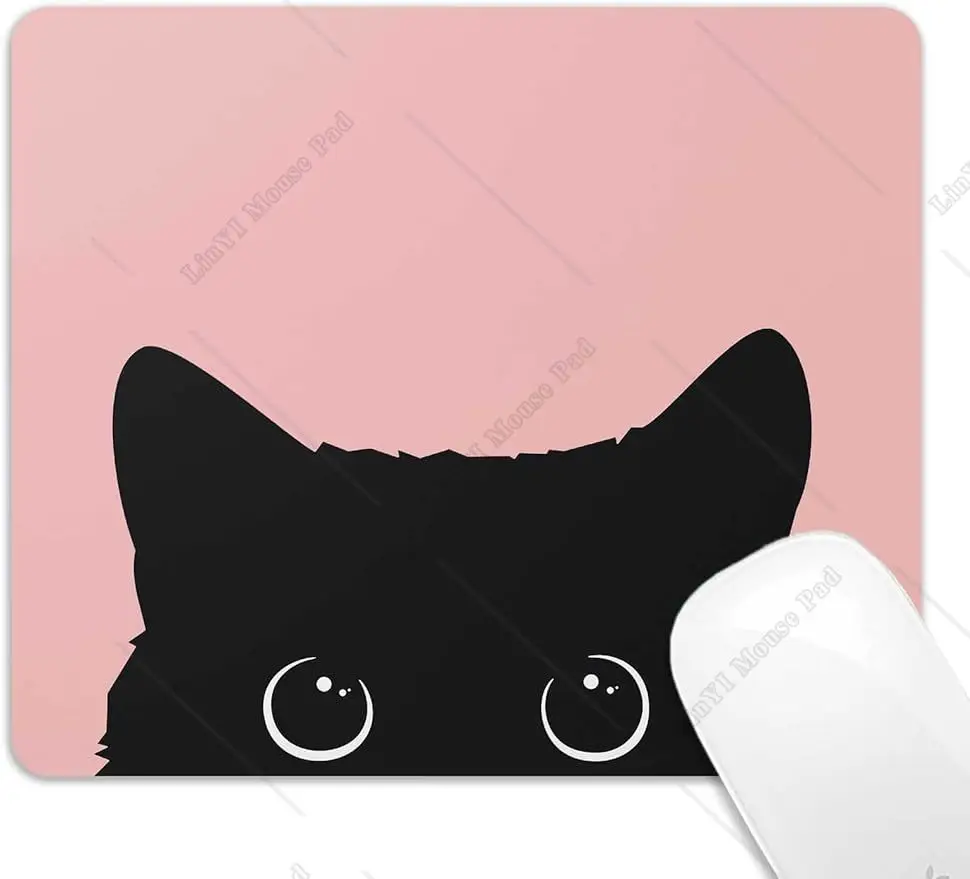 Cute Kitten Mouse Pad Small Pink Kawai Cat Mouse Pad Anti-Slip Rubber Base Mousepad for Computer Laptop Office Work 9.5x7.9 inch