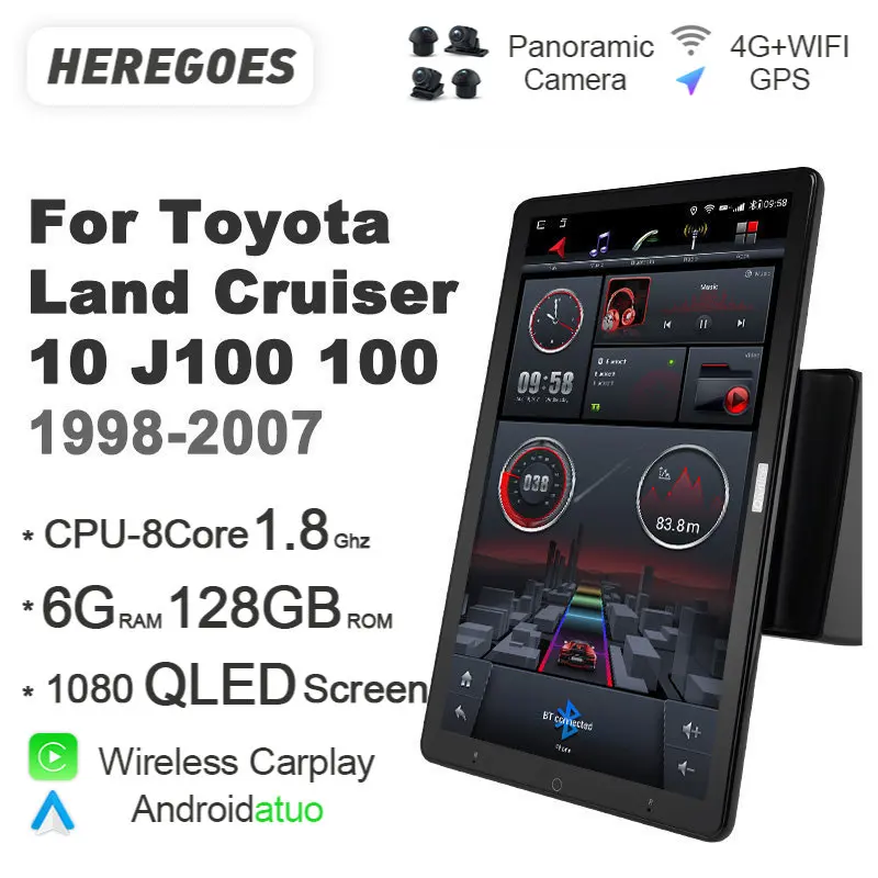 

Автомагнитола Carplay, 13,3 дюйма, Android 10, GPS, Wi-Fi, для Toyota Land Cruiser J100 100 1998-2007