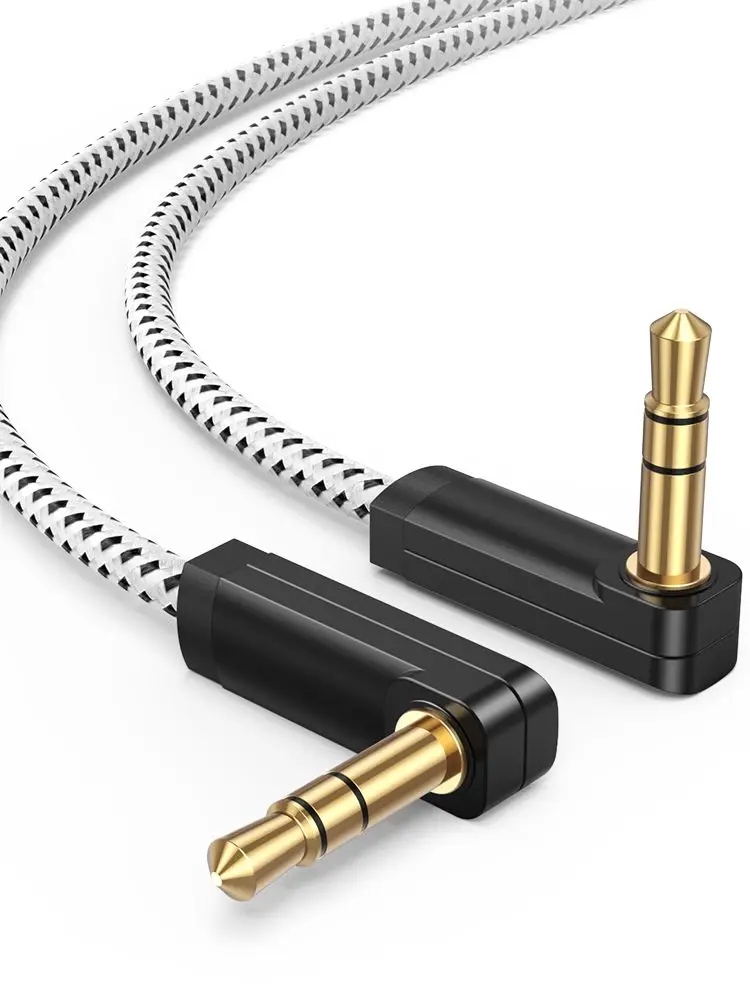 CableCreation 3.5 مللي متر الصوت كابل 90 درجة زاوية الذكور إلى الذكور Aux كابل للهواتف شاومي أقراص سماعات MP3 سيارة المنزل ستيريو