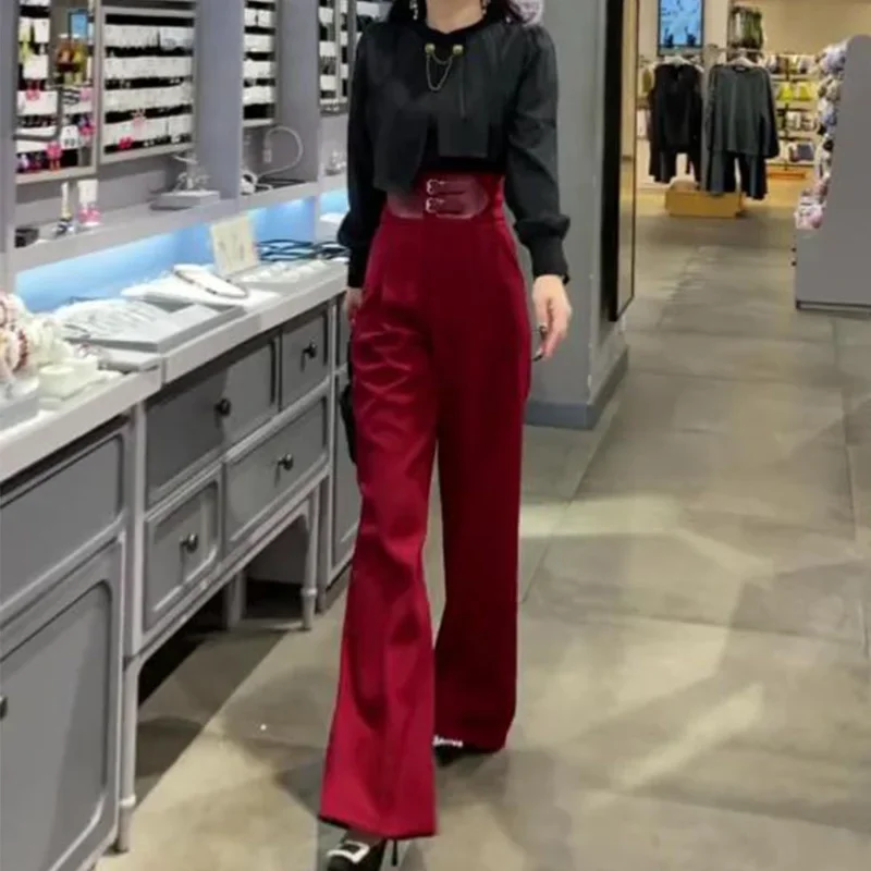 

Casual Fashionable Loose Velvet Thickened Draped Suit Pants New Autumn Winter High-waist Straight-tight