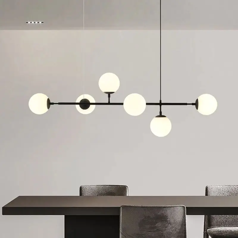 SANDYHA Modern Simple Pendant Light 6 Heads Gradient Glass Ball Dining Room Chandeliers for Living Home Decor Led Lamp Fixtures