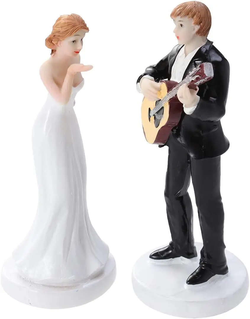 

Romantic Guitar Bride and Groom Cake Topper Elegant Cake Topper Figurine Wedding Decoration Figurine Resin