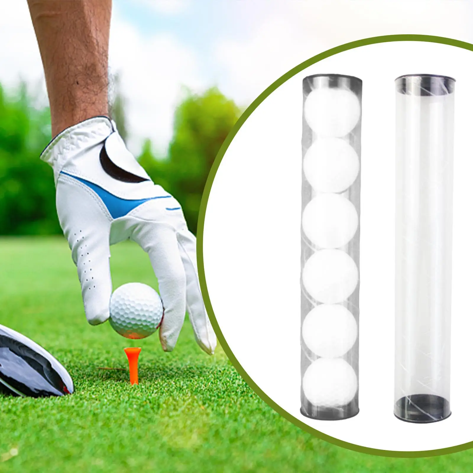 47mm Clear Round Golf Ball Tube Barrel Outdoor Sports Storage Container Golf Ball Carrier Holder
