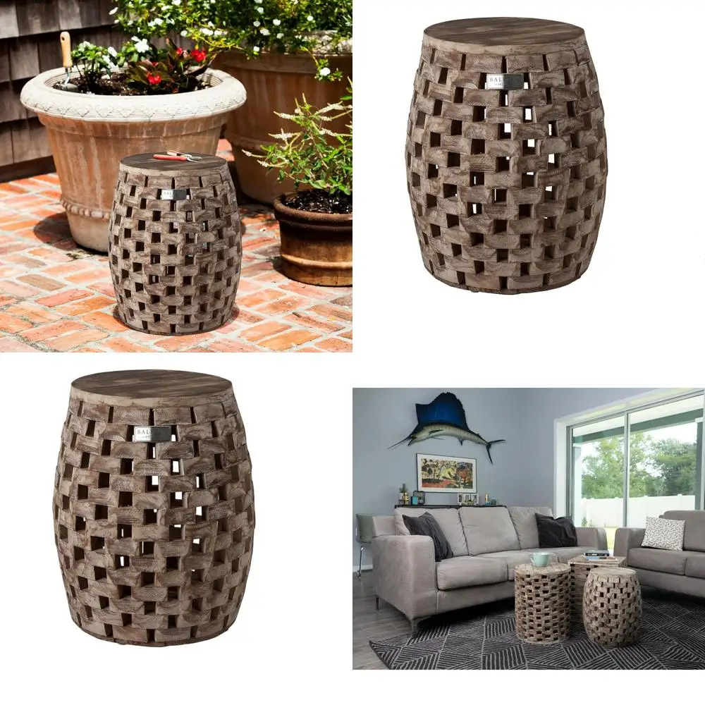 

Портативный уличный деревянный табурет с овальным дизайном Maya, отделка в деревенском стиле из патина, идеально подходит для сидений в саду и использования торцевого стола