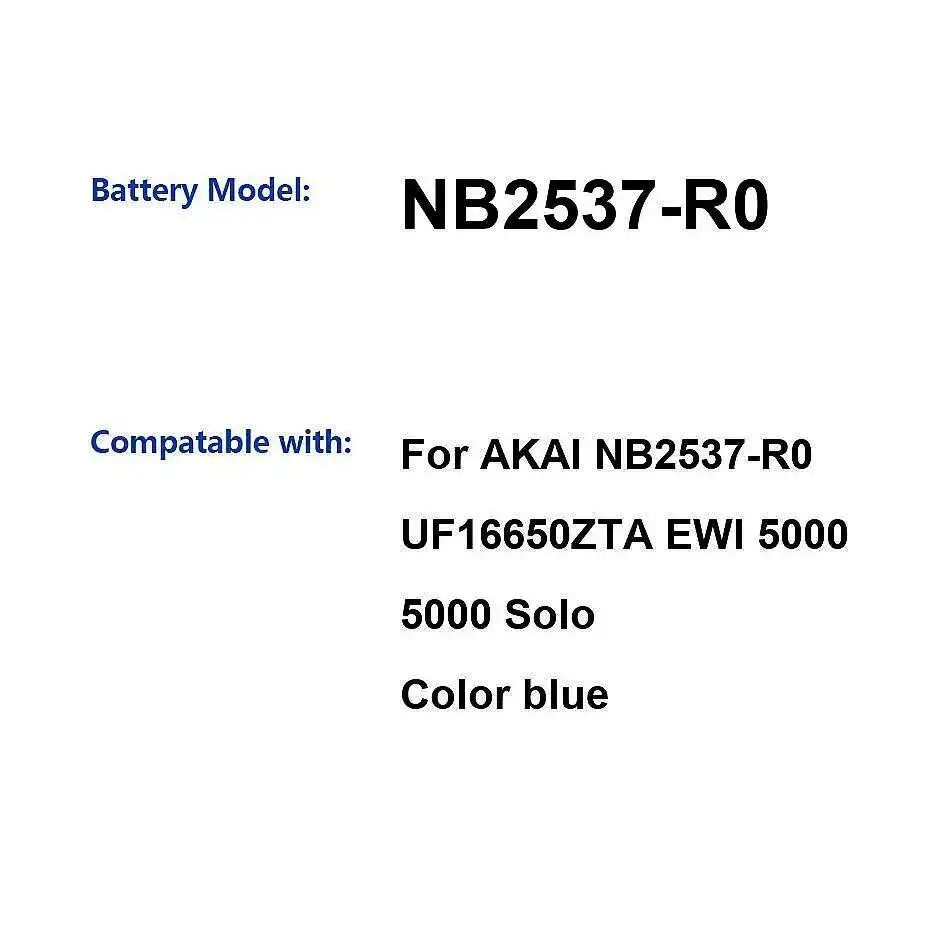 

Аксессуары для электронных музыкальных инструментов, аккумулятор 2500 мАч для Akai Ewi 5000 Solo Color Blue NB2537-R0 UF16650ZTA