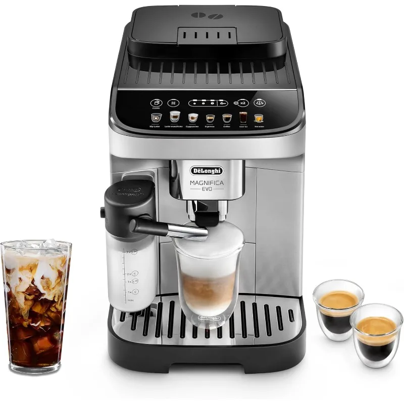 De'Longhi Magnifica Evo Automatische Espresso- und Kaffeemaschine mit automatischem Milchaufschäumer für Latte, Cappuccino, Eiskaffee