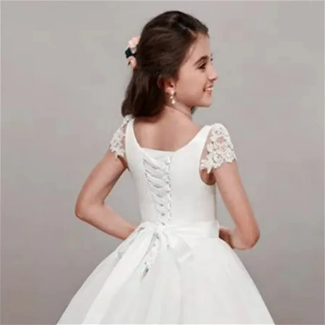 2025 Lace Tulle Decal Flower Girl Dress Beaded Wedding Elegant Flower Child's First Princess Eucharist Birthday Party Dress