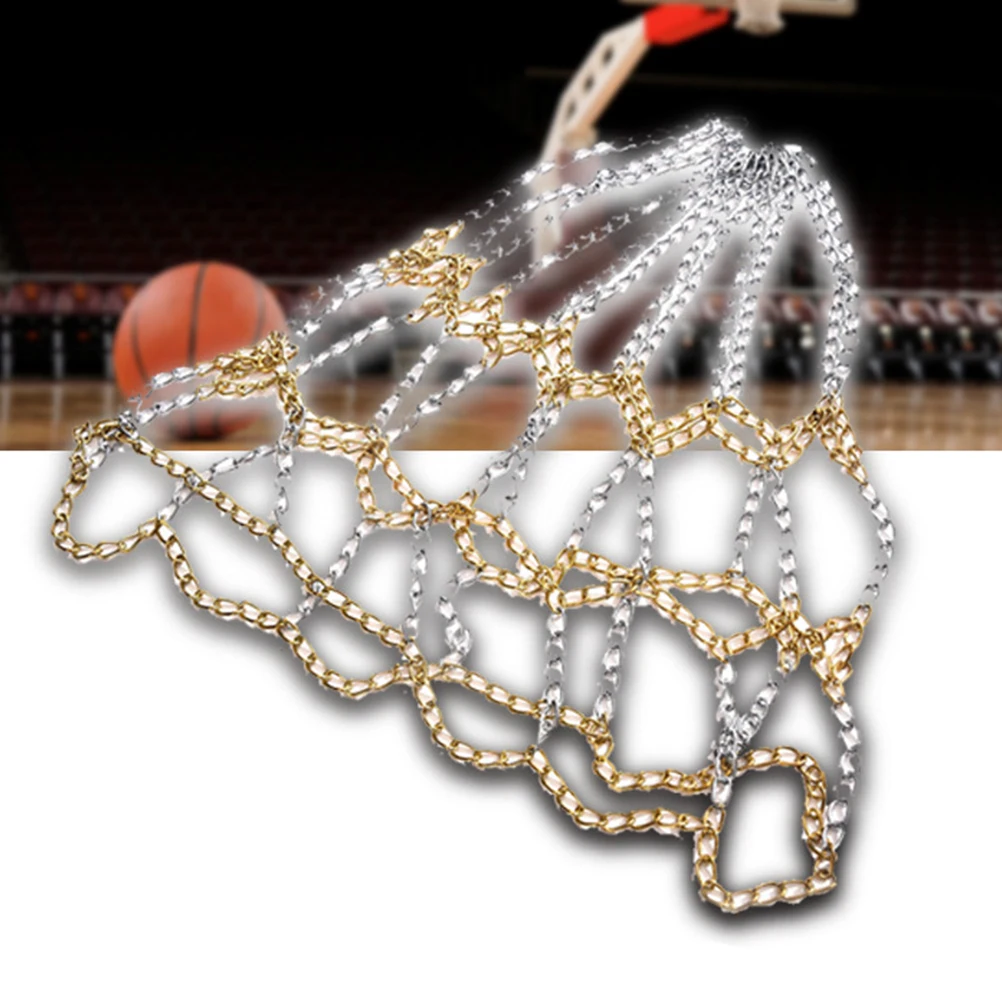 Rede de basquete à prova de ferrugem, aro de corrente, suporte de metal, recipiente de armazenamento, bolso esportivo, grande espaço, equipamento esportivo de equipe