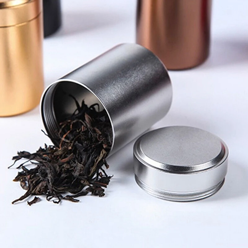 1PC Travel Portable Round Airtight Proof Container Aluminum Herb Stash Metal Sealed Can Tea Jar