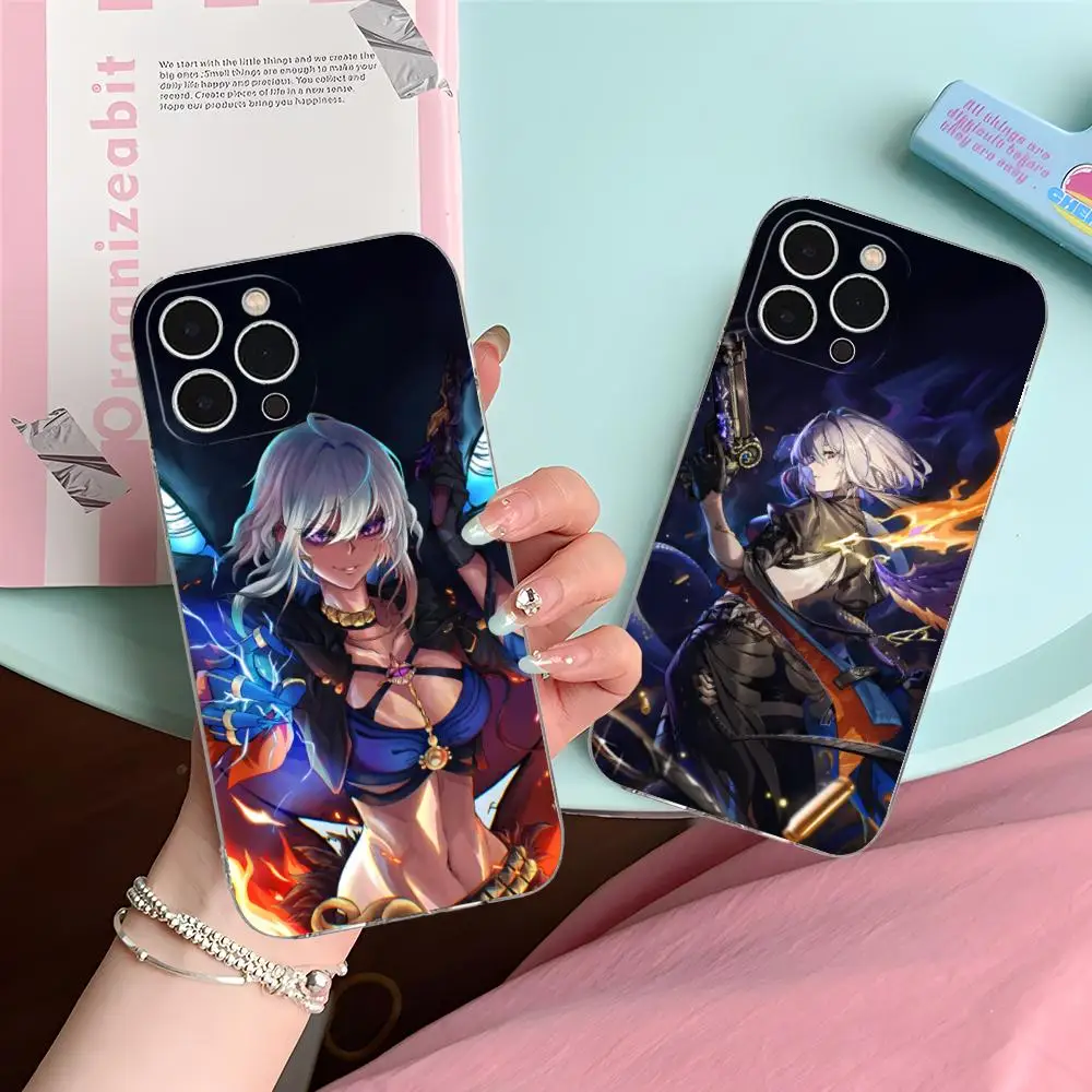 Wuthering Waves Galbrena جراب هاتف آيفون 16 15 14 13 12 11 X XR XS 8 6 Pro Max Plus غطاء صغير شفاف اللون غطاء فاخر