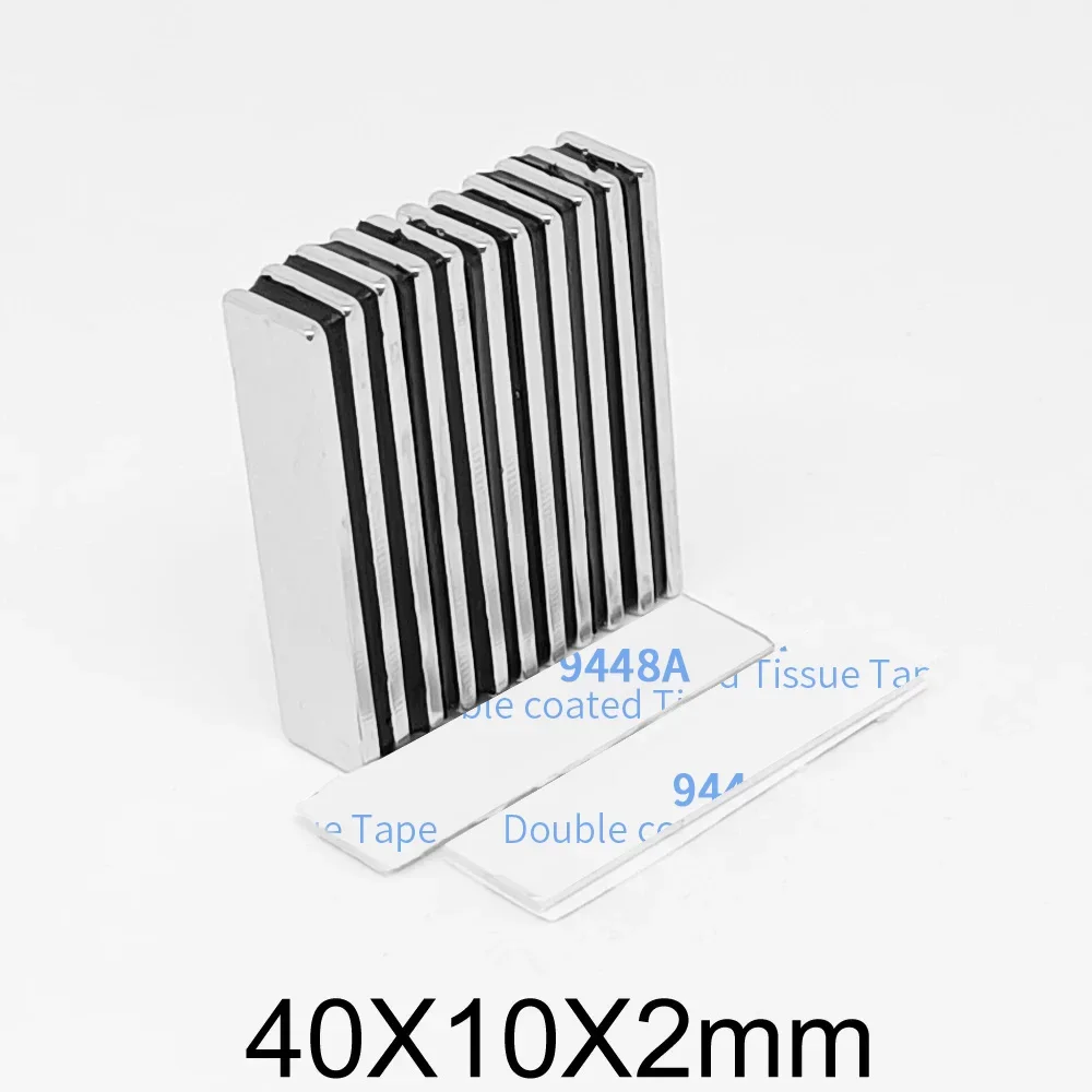 40x10x2mm Block Rare Earth Neodymium Magnet With 3M Tape 40*10*2 Rectangular Strong Powerful Magnets 40x10x2