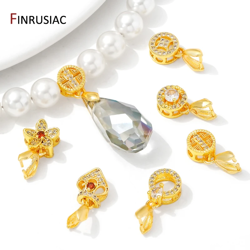 18K الذهب مطلي النحاس مع الزركون مجوهرات الكفالة المشابك لصنع القلائد ، قلادة قرصة الكفالة DIY بها بنفسك مستلزمات صناعة المجوهرات #6