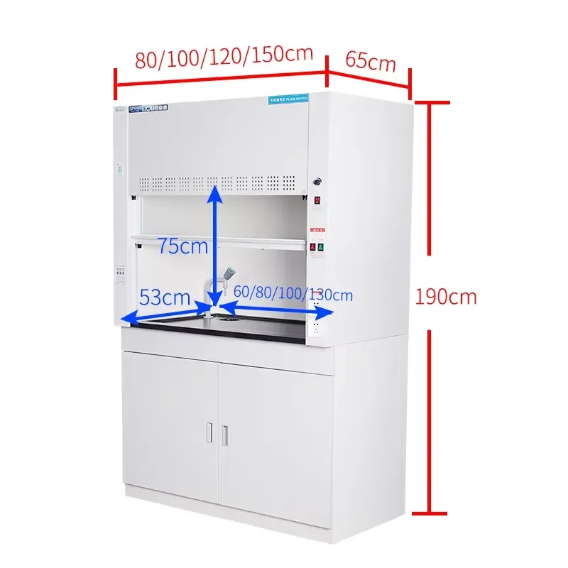 Chemistry Fume Hood Acid Resistant Metal Bench Laboratory Ventilation System for Hospital School Outdoor Use