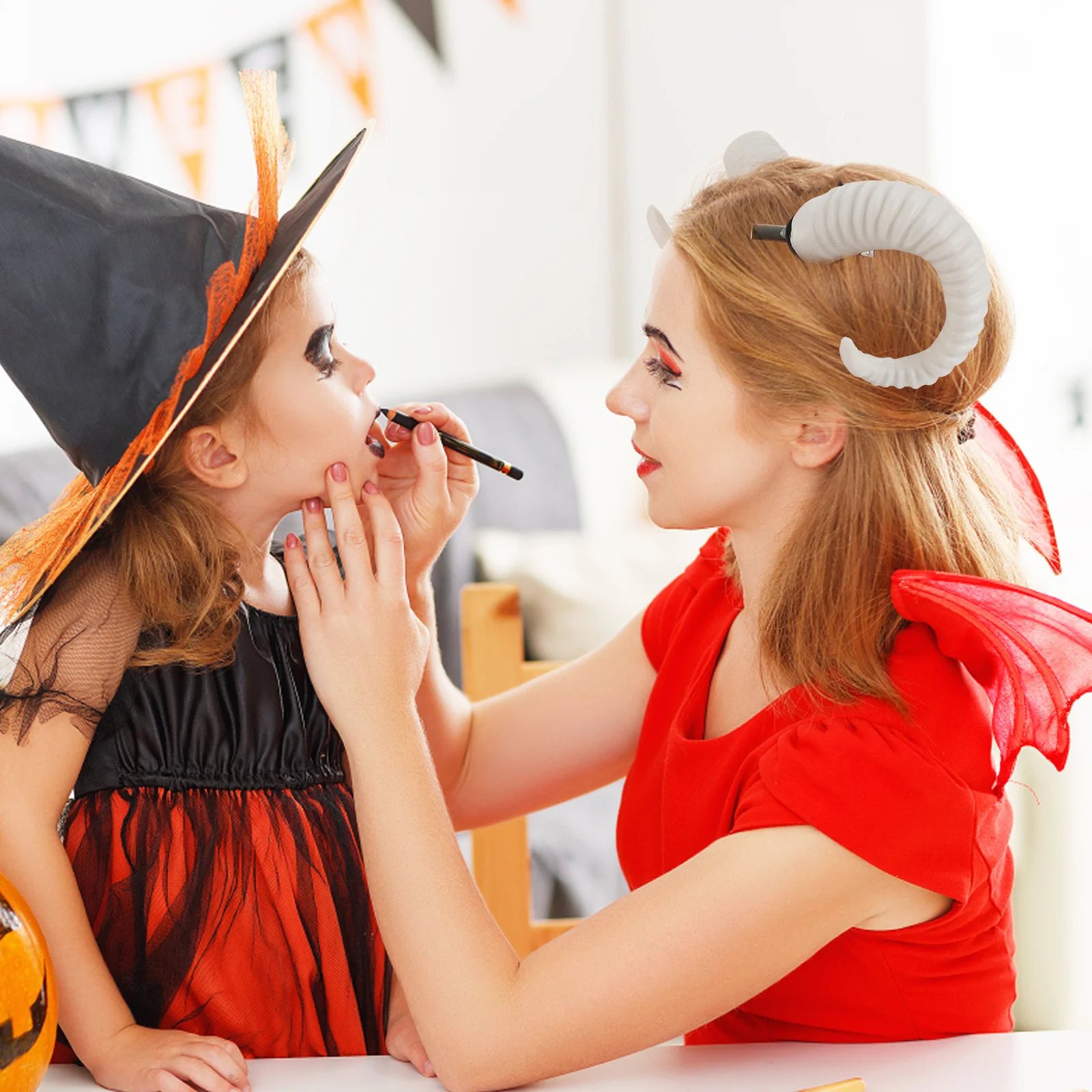 زوج من دبوس الشعر على شكل قرن الأغنام، عصابة رأس صناعية فريدة من نوعها، أزياء الهالوين التأثيرية، ملحقات الحفلات، قرون الأغنام الاصطناعية