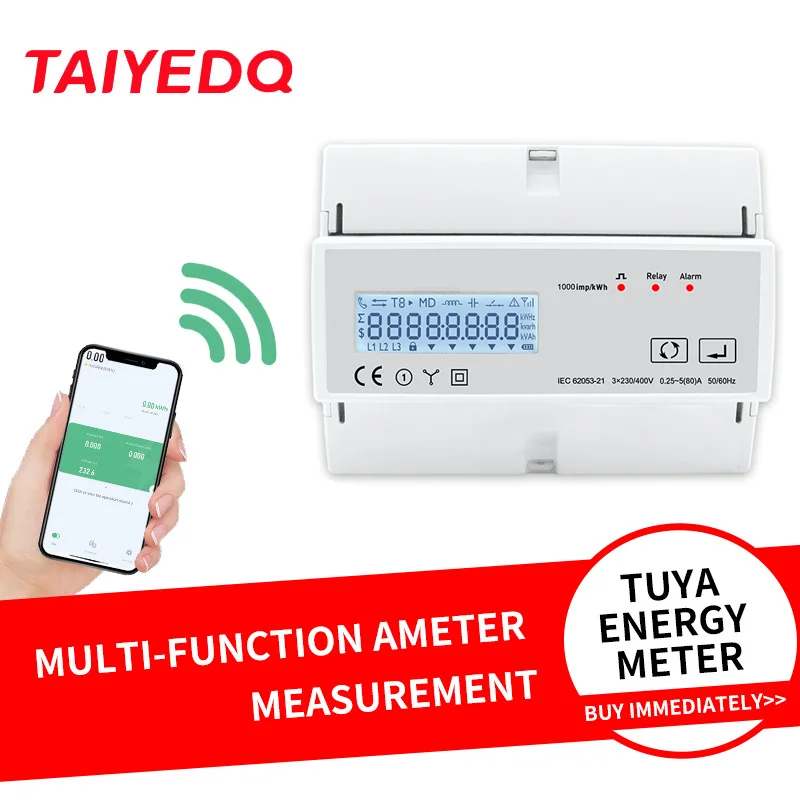 WIFI Smart TUYA 3P 2 Wire Energy Meter 3*230V 50/60Hz Timer Power Consumption Monitor kWh Meter Wattmeter TAC7321C