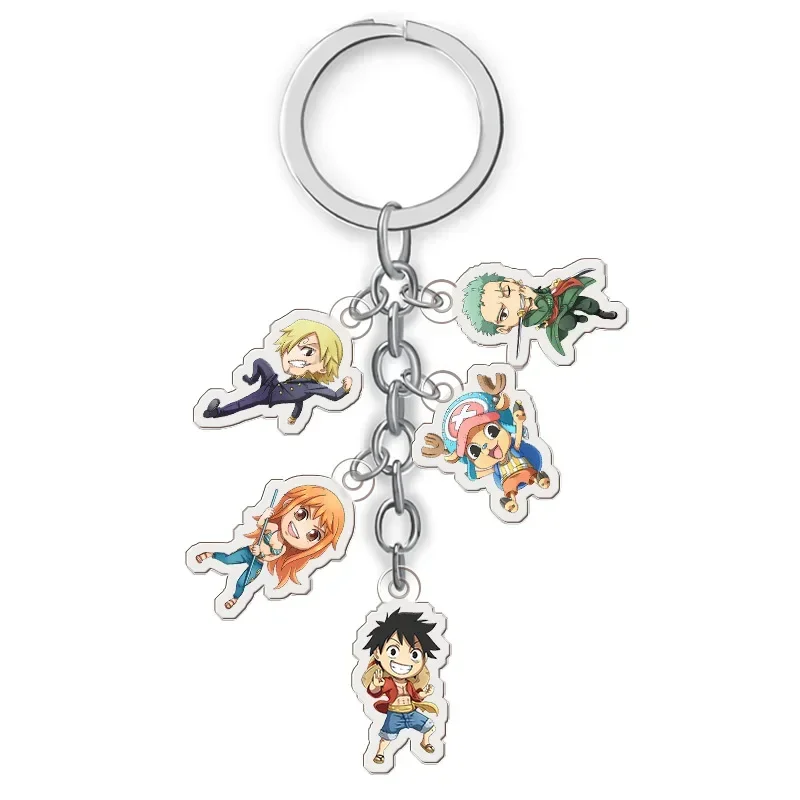 Anime Figure One Piece Monkey D. Luffy Roronoa Zoro Sanji Tony Tony Chopper Nami Trafalgar D. Water Law Acrylic Keychain Pendant