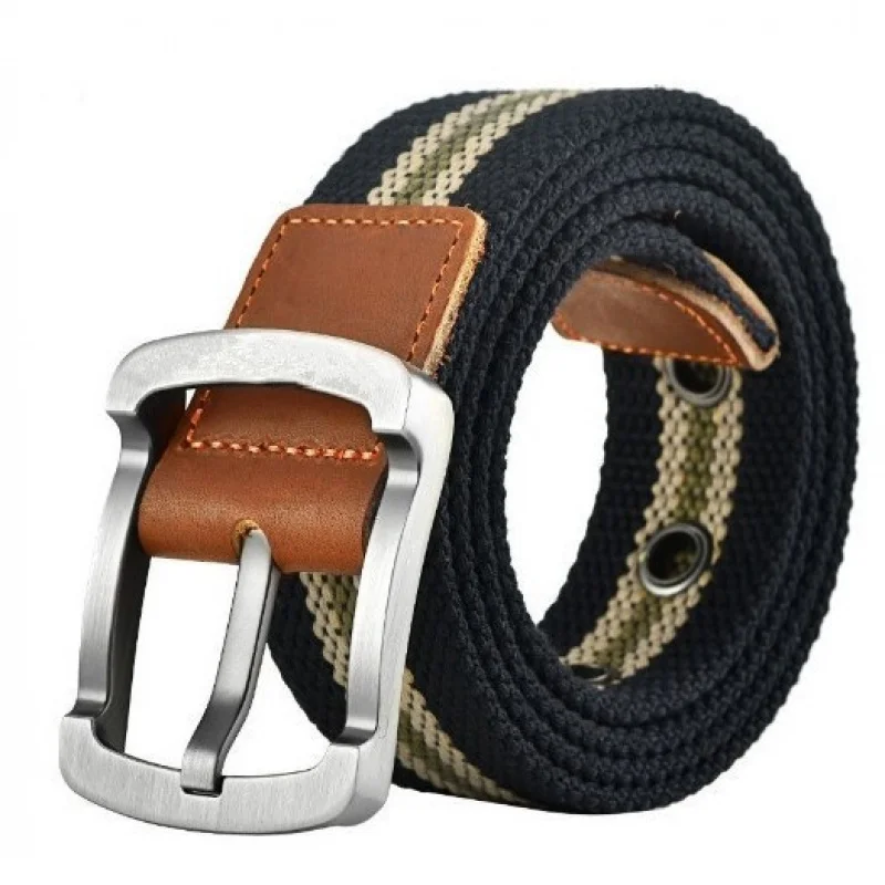 Canvas Belt Men's Women's Belt Casual Pants with Korean Style Student Pin Buckle Youth Military Training Belt Outdoor