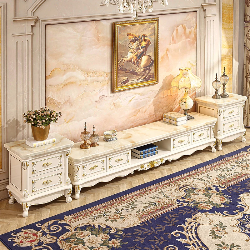 European marble living room solid wood modern simple small apartment bedroom storage