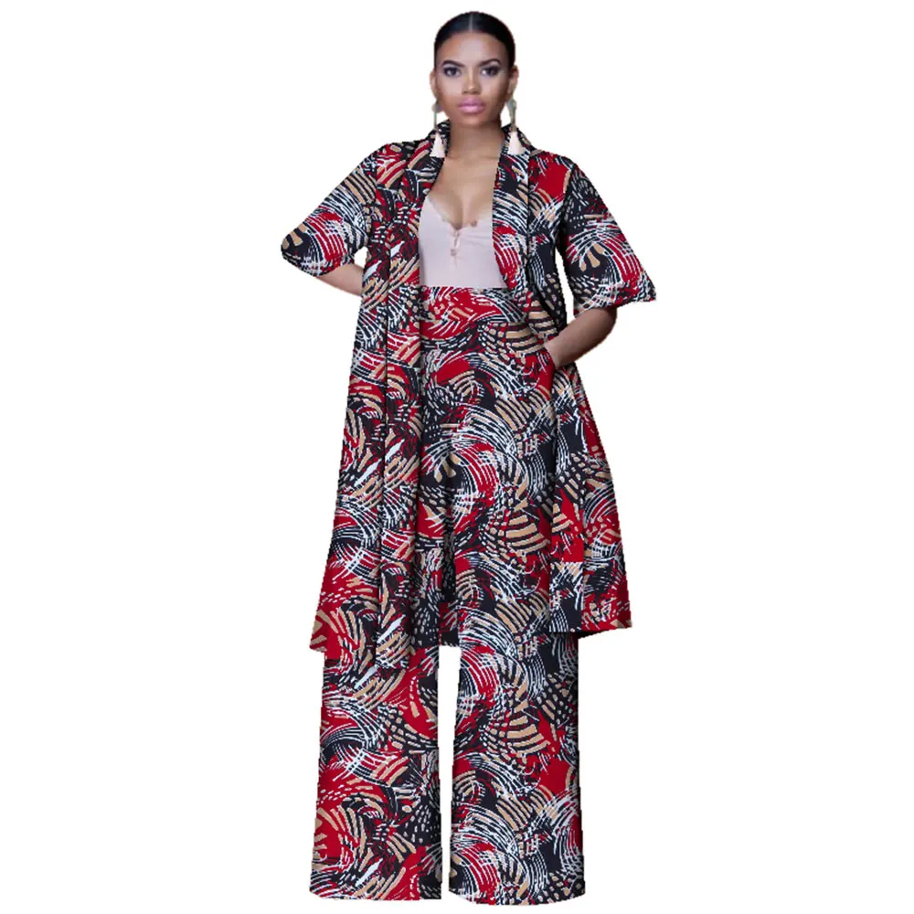 أزياء النساء الدعاوى 2 قطع مجموعة الأفريقية طباعة بلوزات وسراويل طويلة النساء بازان الثراء السراويل مجموعات الملابس الأوروبية الأفريقية WY3143 #2
