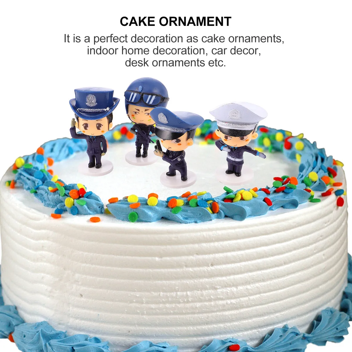 

4Pcs Police Figure Cake Decorations Cartoon Theme Lovely Washable Resin Cake Topper for Party Dessert Decor Indoor Desktop