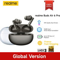 Global Version realme Buds Air 6 Pro True Wireless Earphone 50dB Deep Sea Noise Reduction 2.0 Bluetooth 5.3 IP55 Headphone
