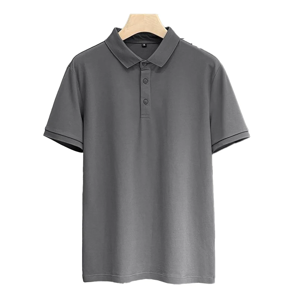 Button Down Collar T-shirt For Men Vacation T-shirt 2XL Breathable Short Sleeve Applicable To Summer Button Front Design