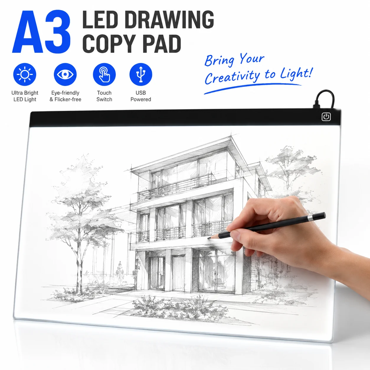 A3 Led Drawing Copy Pad 3 Level Dimmable Board Table Animation Painting Educational Toys Gift Adjustable Light Notepad For Kids