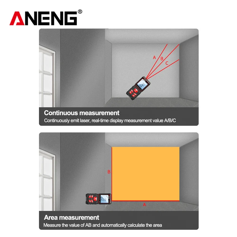 ANENG 레이저 거리 측정기, 전자 룰렛 레이저, 디지털 테이프 거리 측정기, 측정 테이프, C40, 60, 80/100