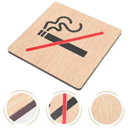 4 Pcs No Smoking Sign Wooden Hotel Warning Boards Non-smoking Signs Label for Cars Reminding Public