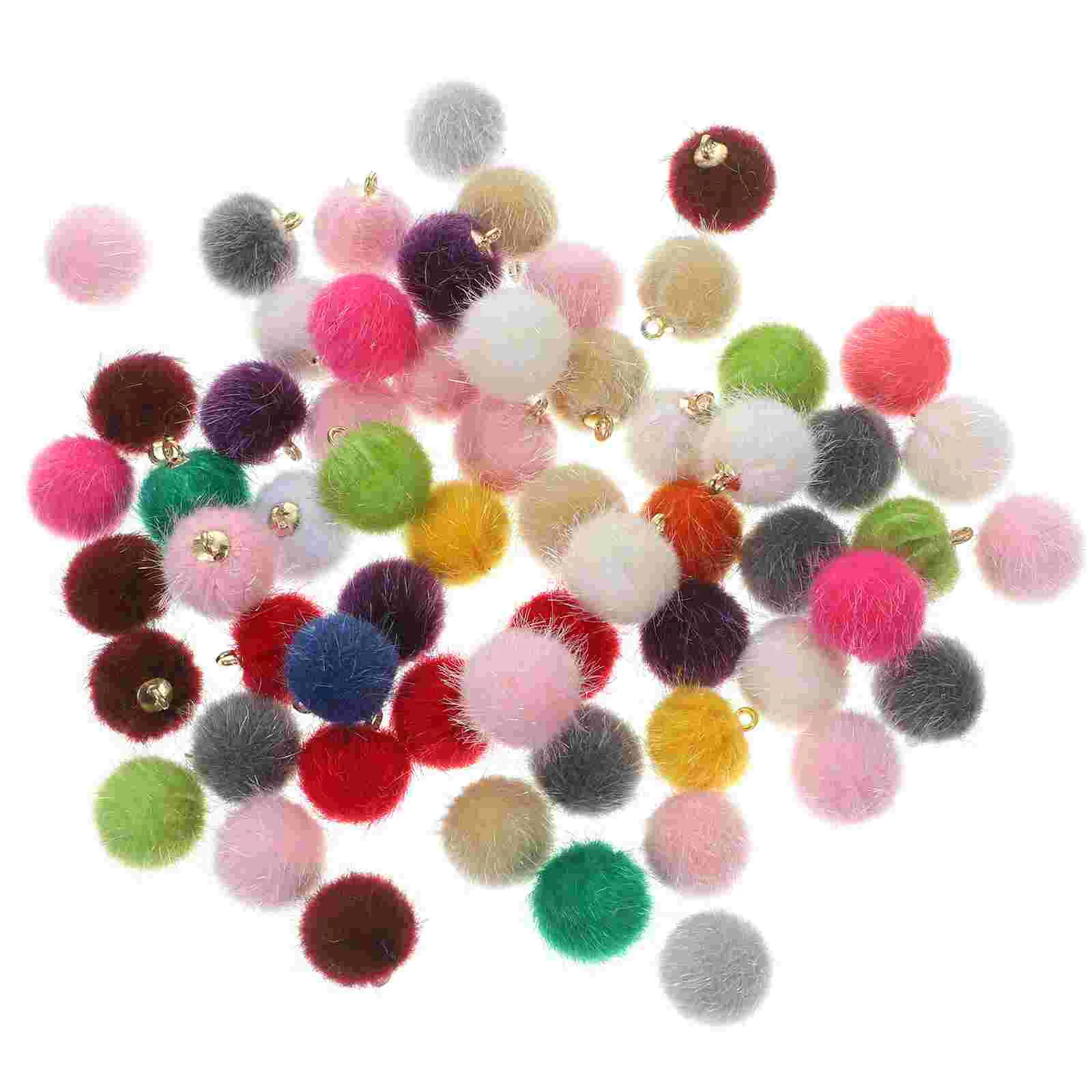 Fuzzy Ball Charm Imitation Hair Pendant Earrings DIY Handmade Accessories (mixed Colors 60pcs) Keychain Charms