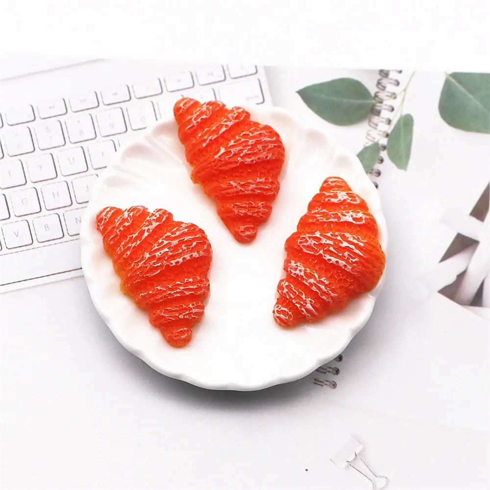 10pcs Kawaii Resin Flatback Cabochon Miniature Simulation Food Bread Croissant  DIY Craft Decoration,16*26mm