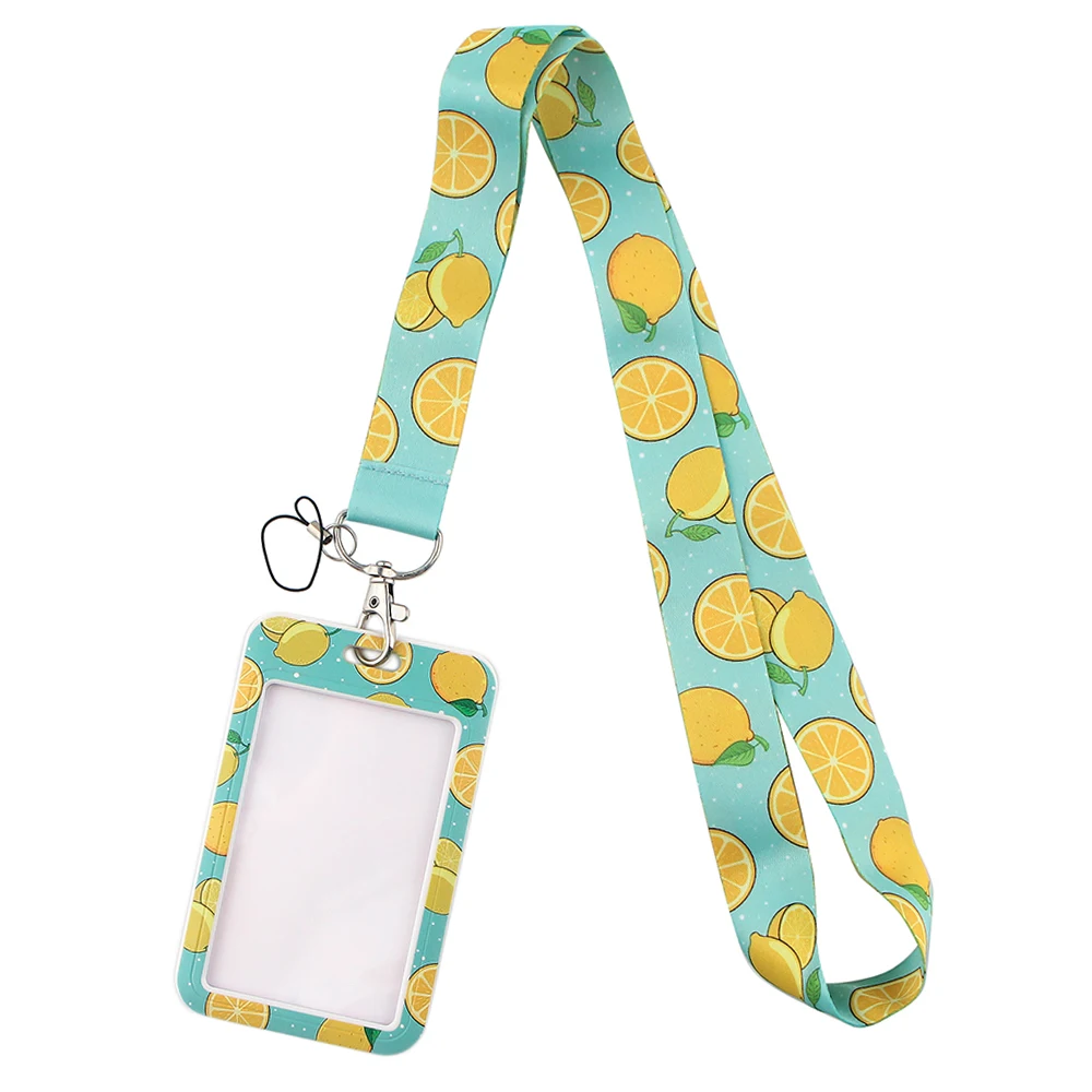 

Credential holder Fruit lemon Lanyard Credit ID Badge Holder Key Rings Bag Student woman Travel Bank Bus Card Cover Keychain