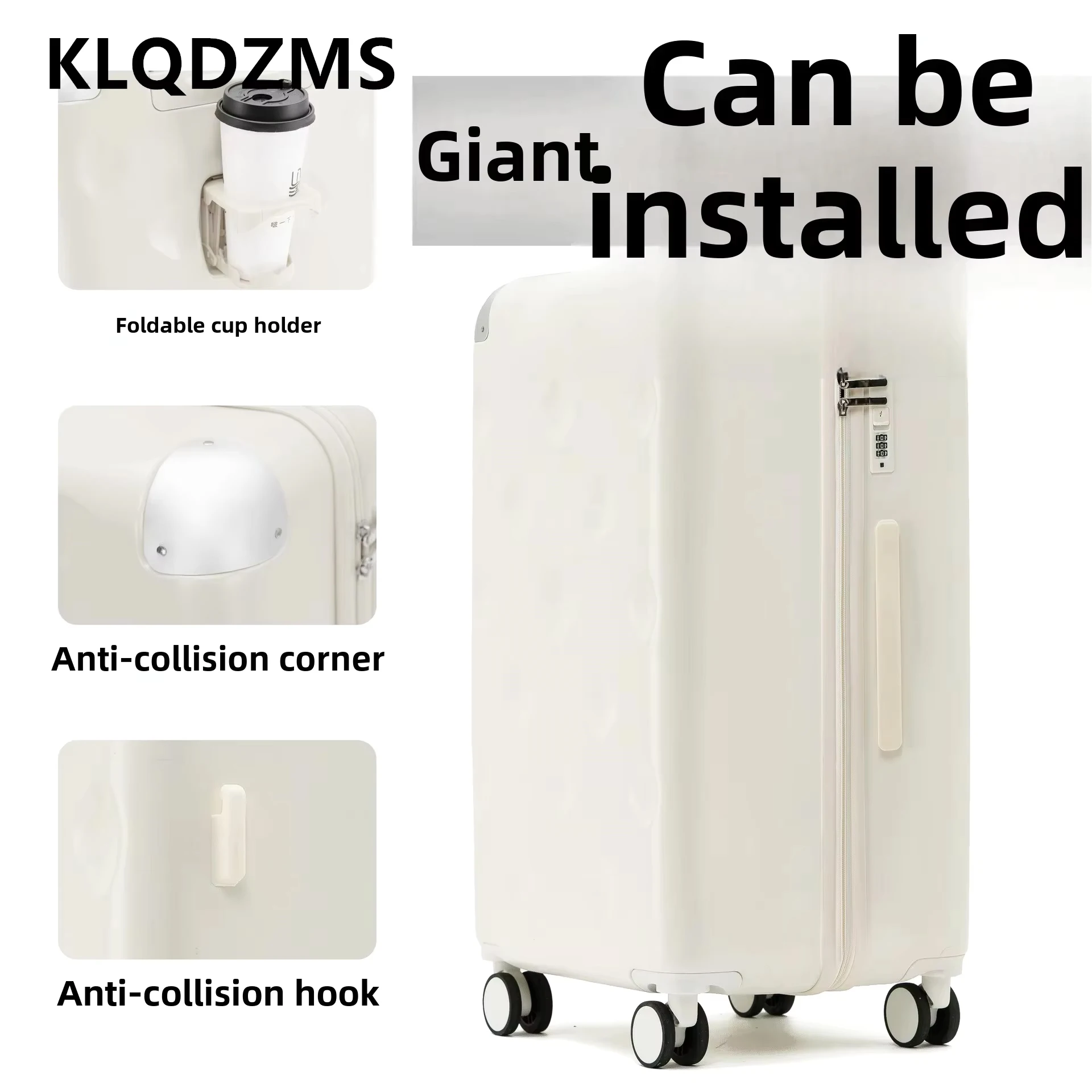 KLQDZMS 20"24"26Inch Zipper Suitcase Multifunctional PC Boarding Box Large Capacity Trolley Case Men and Women Rolling Luggage