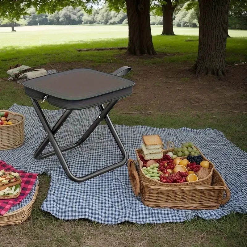 Klappbarer Outdoor-Stiftetui, kleiner Hocker, Taschenhocker, tragbarer Angelhocker, Camping-, Reise- und Freizeit-Handtaschenstuhl – Detail 6