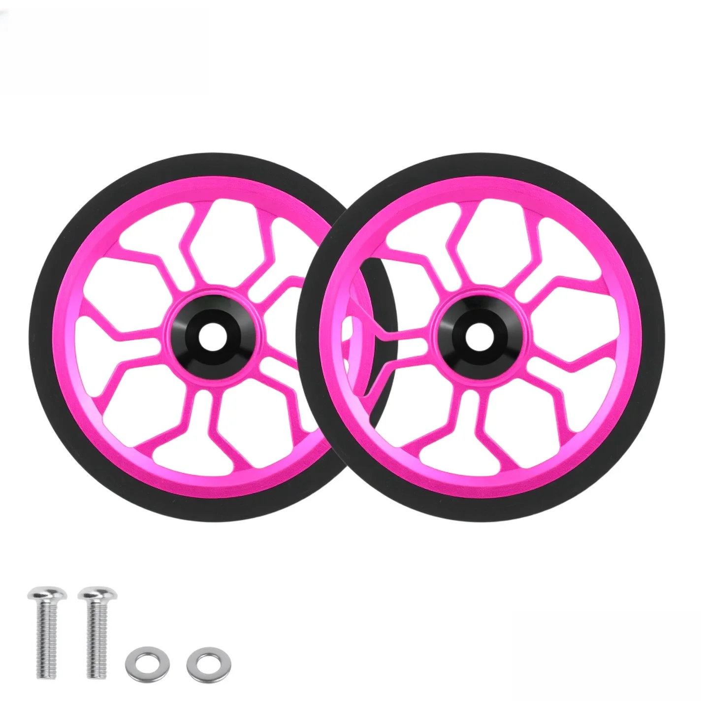 For Brompton Style 80mm Aluminum Training Wheels for Folding Bikes with Sealed Bearings Rubber Ring and Hollow Structure
