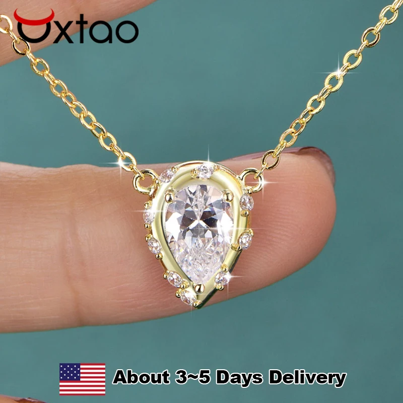 

OXTAO Изысканное колье-капля с цирконом и имитацией бриллианта, позолоченное 14-каратным золотом, цепочка на ключицу, подвеска, ювелирное украшение