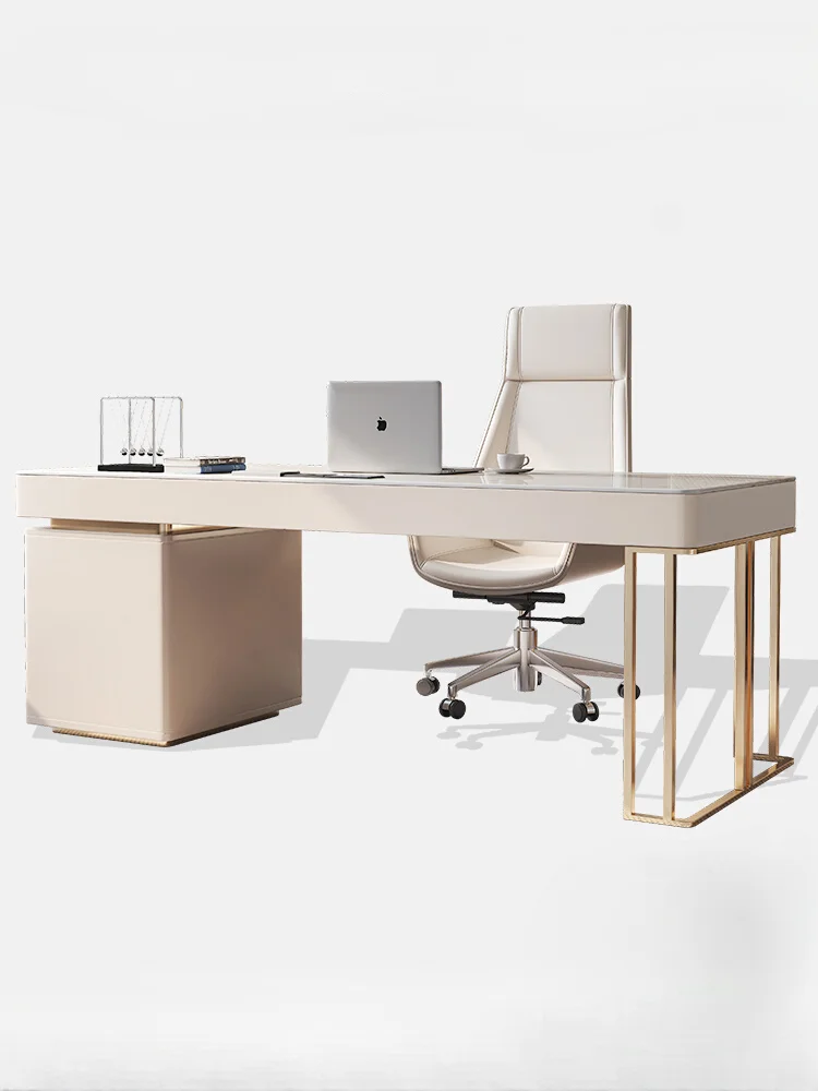 

Light luxury rock board desk, modern and simple high-end desktop computer desk and chair combination