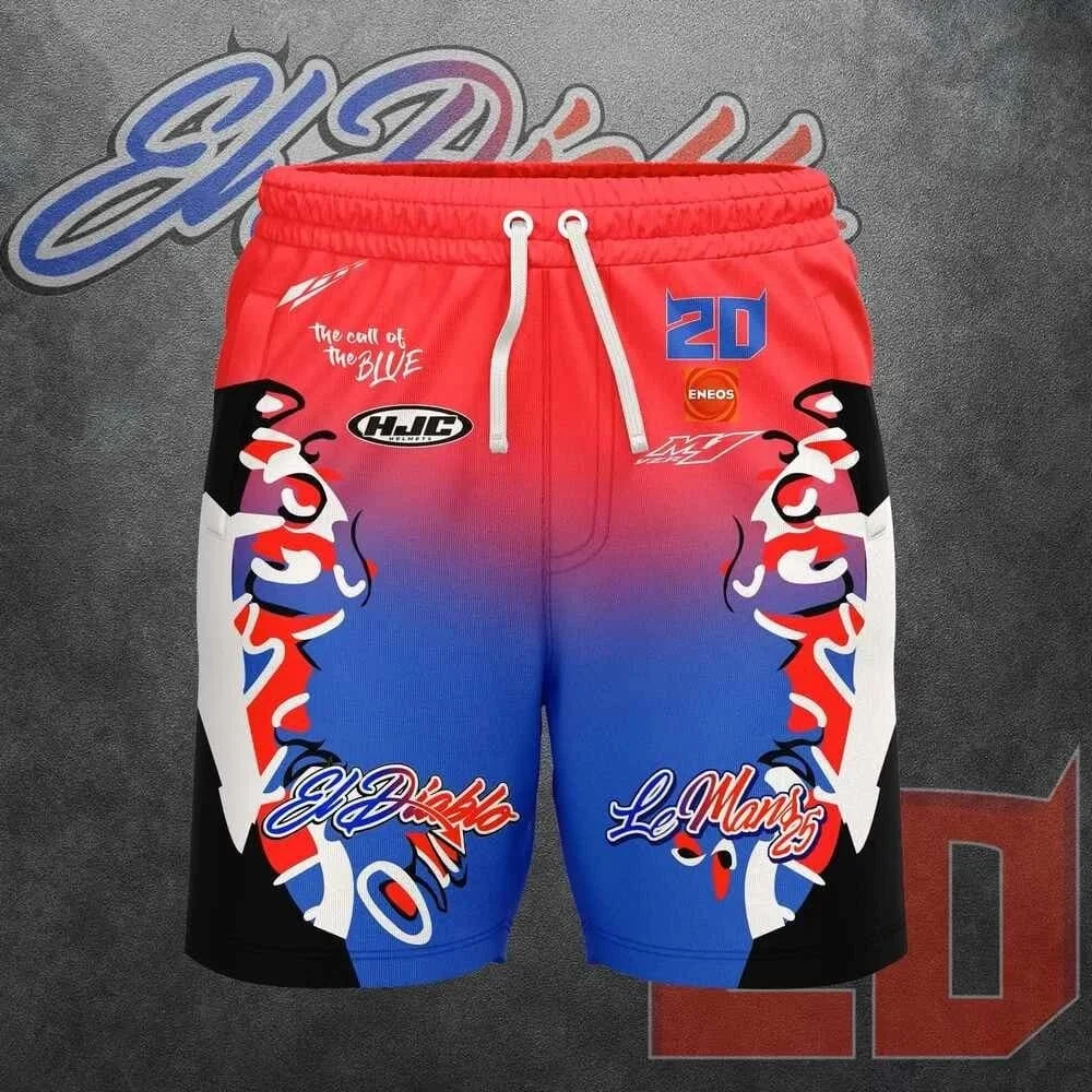 New Fabio Quartararo # 20 Unisex Off-road Motorcycle, Off-road Bicycle Riding Shorts Breathable Loose Oversized Casual Shorts