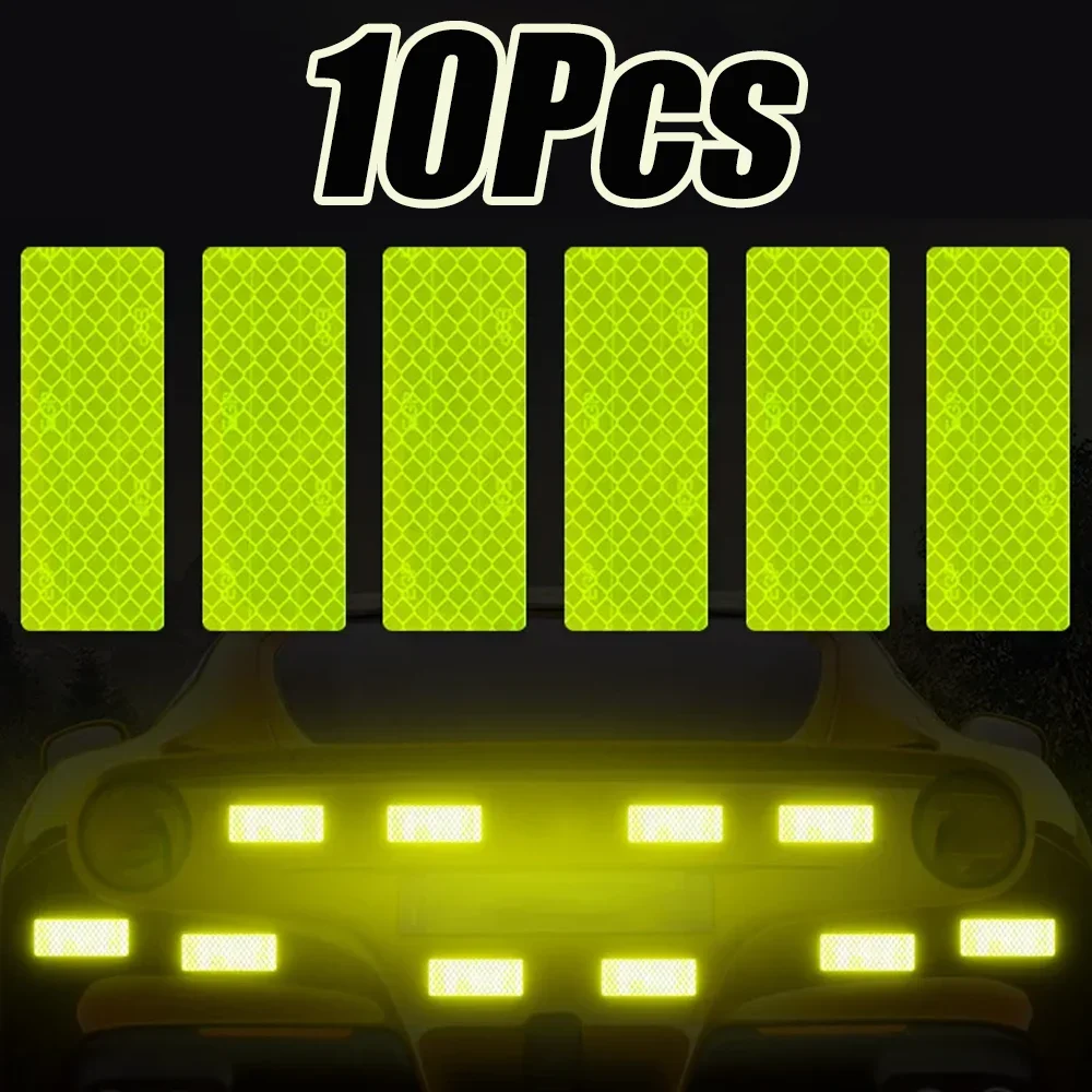 Traceless Rectangle Car Reflective Sticker Universal Night Safety Driving Warning Reflector Decal Stickers Auto Accessories