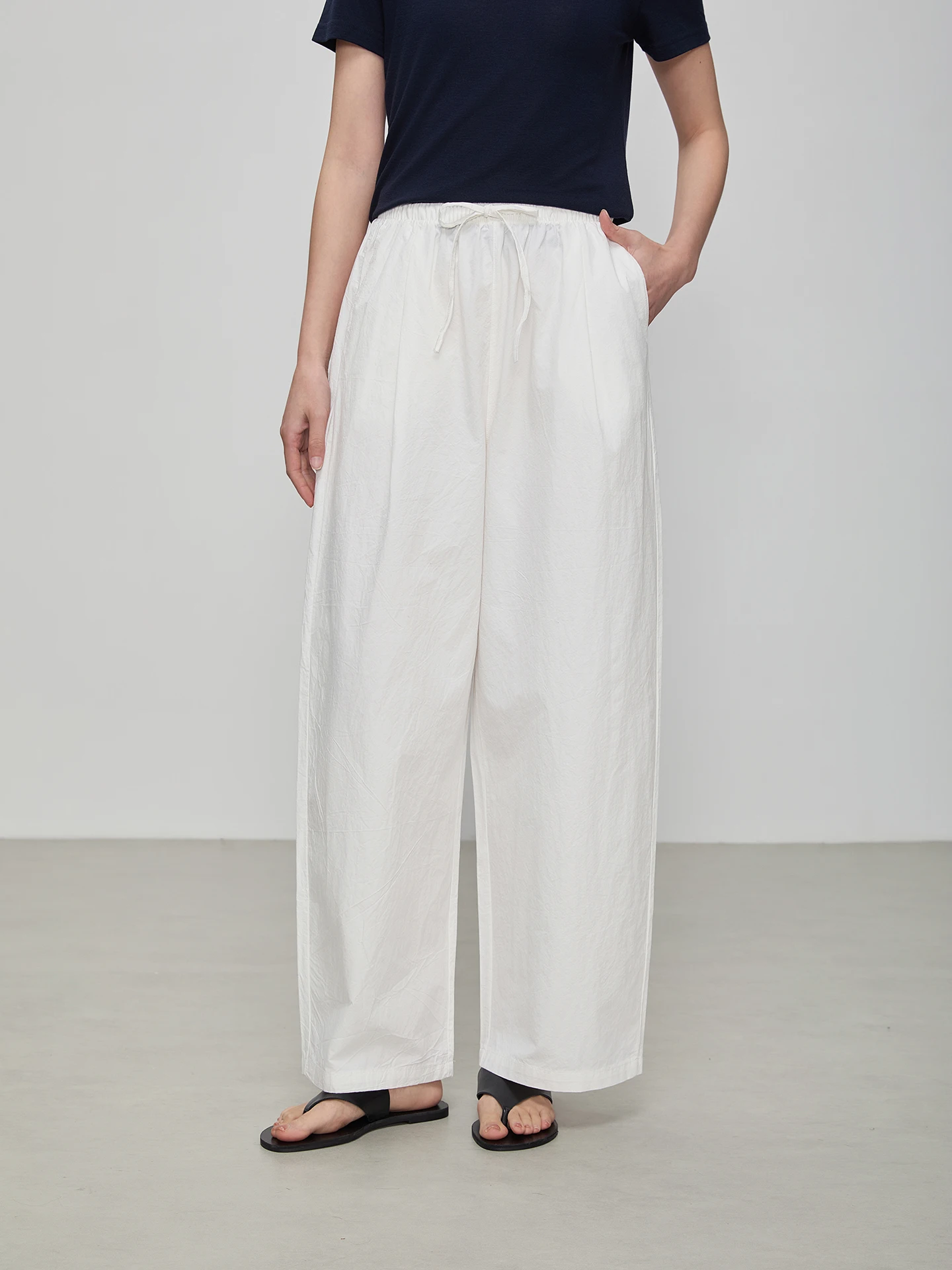 

Dayan Spring Summer 2026 New Style Nine-Tenths Elastic Waist Cotton 100% Pants Comfortable High Waist Casual Trousers for Women
