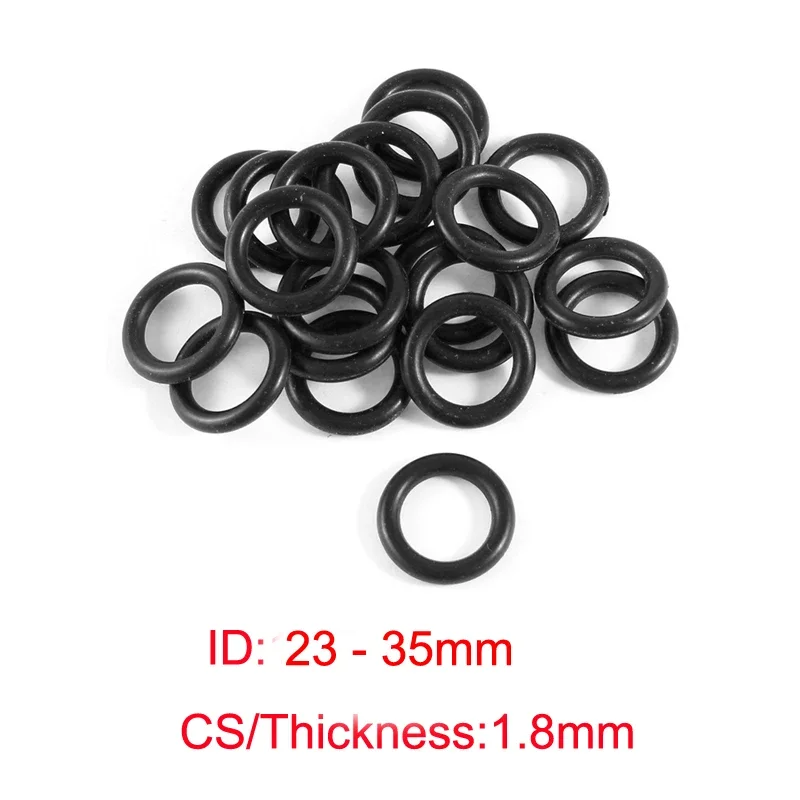 100 pcs NBR O ring O-ring Seal Rubber Gasket ID 23 23.6 24 25 25.8 26.5 27 28 29 30 31 31.5 32 32.5 33.5 34 35mm x CS1.8mm