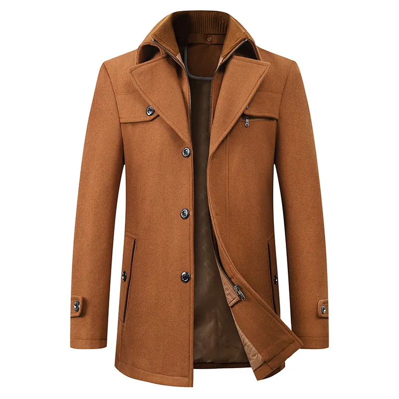 New Autumn Winter Woolen Coat Men's Business Casual Fashion Men's Thickened Warm Extra Large Men's Trendy Trench