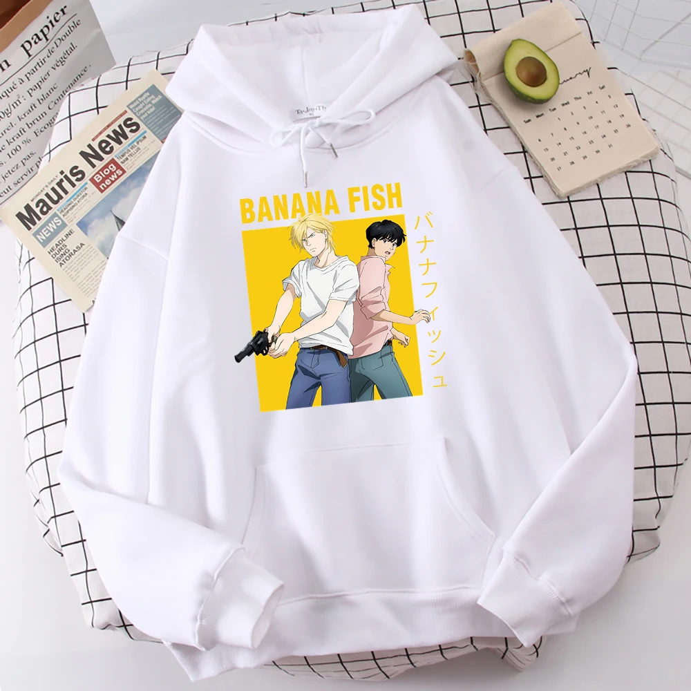 Banana Fish Ash Lynx Eiji Okumura Anime Print Sweatshirt Men Fashion O-Neck Hoody Autumn Oversize Hoodies Casual Fleece Tops