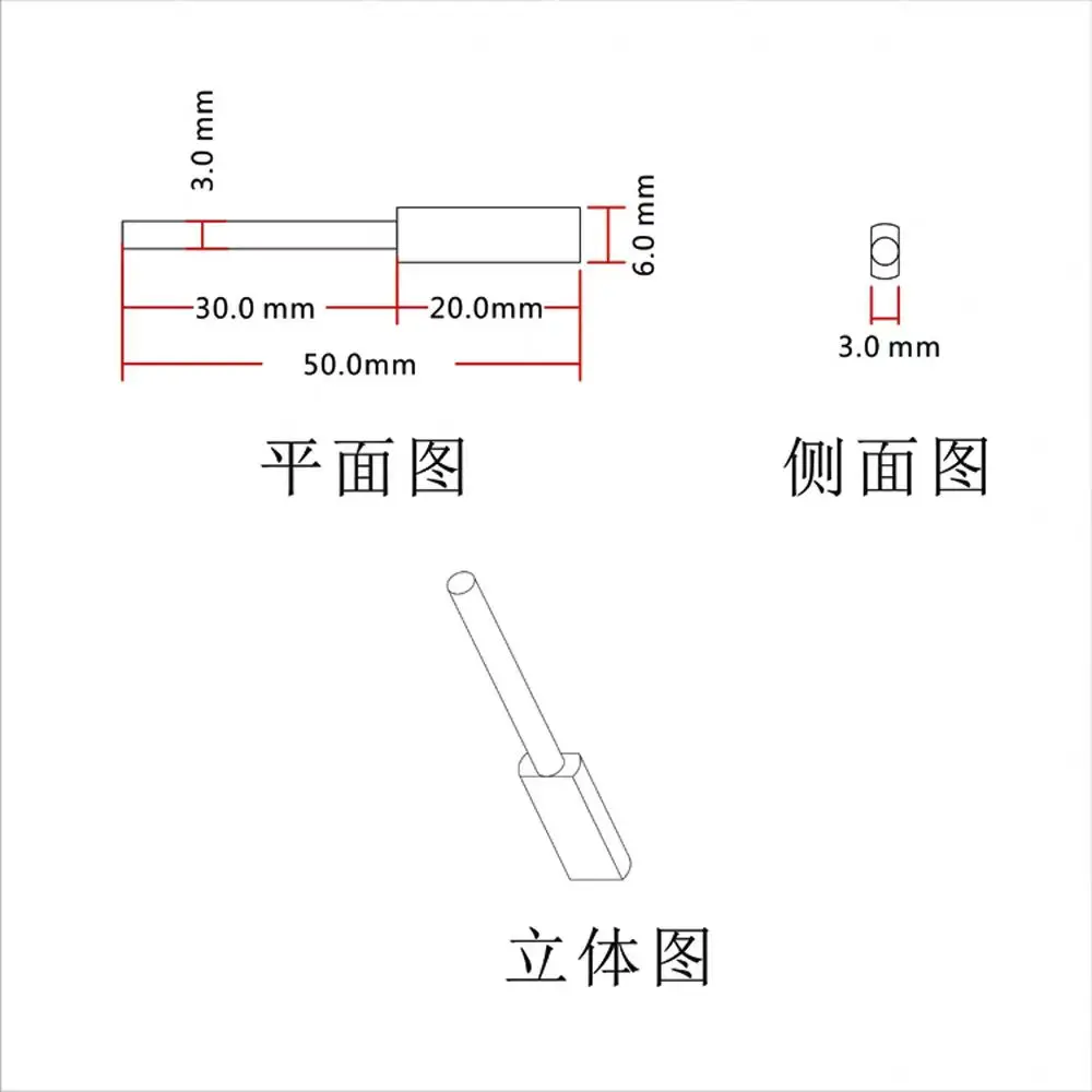 إبرة لحام مخروطية الشكل 6 × 50 × 3 أكسيد الألومنيوم النحاس 18650 بطارية ليثيوم لحام البقعة قضيب نحاسي رأس القطب الكهربائي، يتشتت #4
