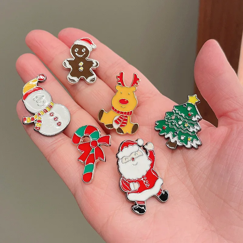 Rinhoo Cartoon Santa Claus Christmas Tree Snowman Brooch For Women Collar Lapel Pins Backpack Badge Xmas Jewelry Gift